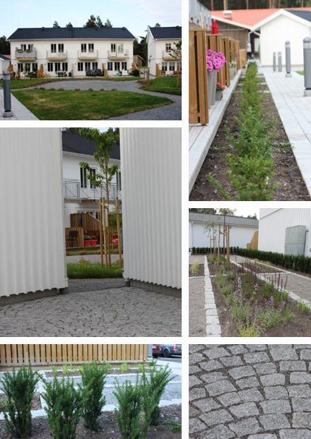 Formgivning och anläggning av miljö i ett område med nybyggda bostadsrätter
